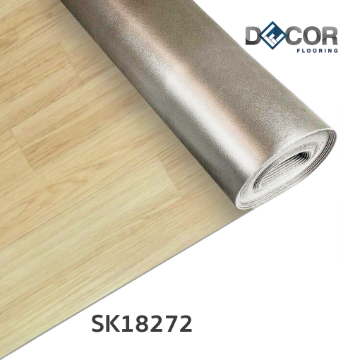 พื้นไวนิลแบบม้วน Roll LVT ทากาว 1.8 มม. | SK18272 | ลายไม้ ปูตรง | DECORFlooring