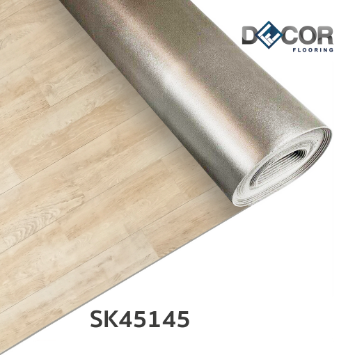 พื้นไวนิลแบบม้วน Roll LVT ทากาว 4.5 มม. | SK45145 | ลายไม้ ปูตรง | DECORFlooring