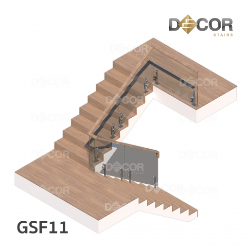 ราวบันได ราวกันตกกระจกเทมเปอร์ | รุ่น GSF11 เสาสั้นยึดกระจก ราวมือจับบนกระจก | สีแสตนเลส | Decor Stairs