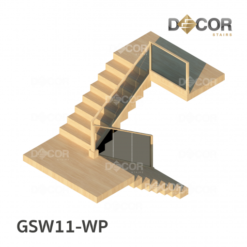 ราวบันได ราวกันตกกระจกเทมเปอร์ | รุ่น GSW11 ราวไม้ประกอบกระจก | ไม้ยางพารา | Decor Stairs