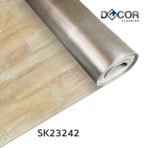 พื้นไวนิลแบบม้วน Roll LVT ทากาว 2.3 มม. | SK23242 | ลายไม้ ปูตรง | DECORFlooring