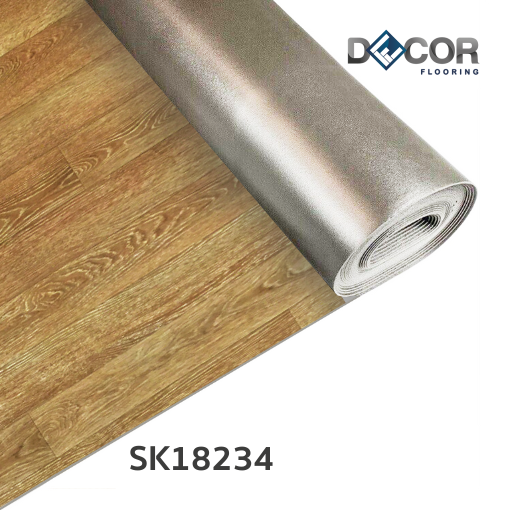 พื้นไวนิลแบบม้วน Roll LVT ทากาว 1.8 มม. | SK18234 | ลายไม้ ปูตรง | DECORFlooring