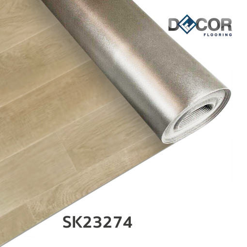 พื้นไวนิลแบบม้วน Roll LVT ทากาว 2.3 มม. | SK23274 | ลายไม้ ปูตรง | DECORFlooring