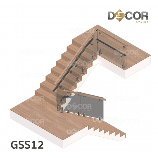 ราวบันได ราวกันตกกระจกเทมเปอร์ | รุ่น GSS12 เสาสั้นหนีบกระจก ก้านรับราวมือจับข้างกระจก | สีแสตนเลส | Decor Stairs