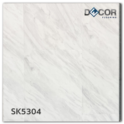 พื้น SPC คลิ๊กล็อค หนา 5.3 มม. | SK5304 สี Calacatta White | ลายไม้ รุ่นก้างปลา| DECORFlooring