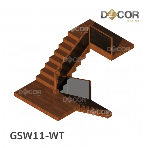 ราวบันได ราวกันตกกระจกเทมเปอร์ | รุ่น GSW11 ราวไม้ประกอบกระจก | ไม้สัก | Decor Stairs