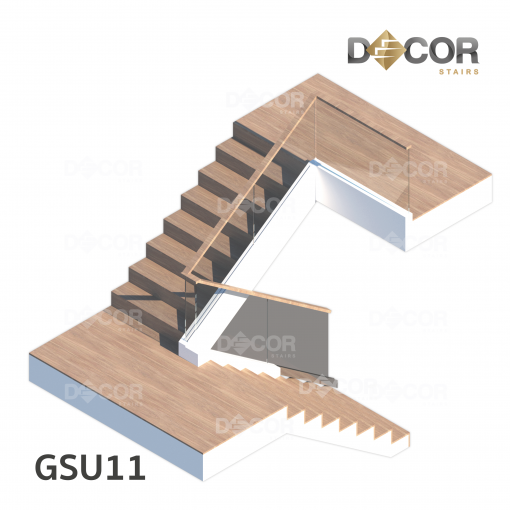 ราวบันได ราวกันตกกระจกเทมเปอร์ | รุ่น GSU11 รางแสตนเลส  ราวมือจับบนกระจก | สีแสตนเลส | Decor Stairs