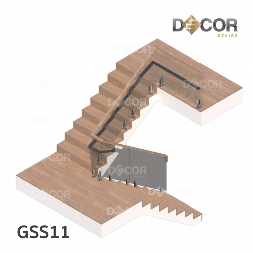 ราวบันได ราวกันตกกระจกเทมเปอร์ | รุ่น GSS11 เสาสั้นหนีบกระจก ราวมือจับบนกระจก | สีแสตนเลส | Decor Stairs